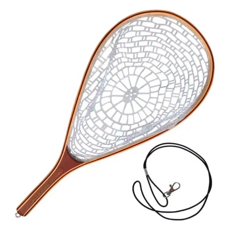 Fishing Net - Comfortabel 1-inch vliegvislandingsnet met houten handvat