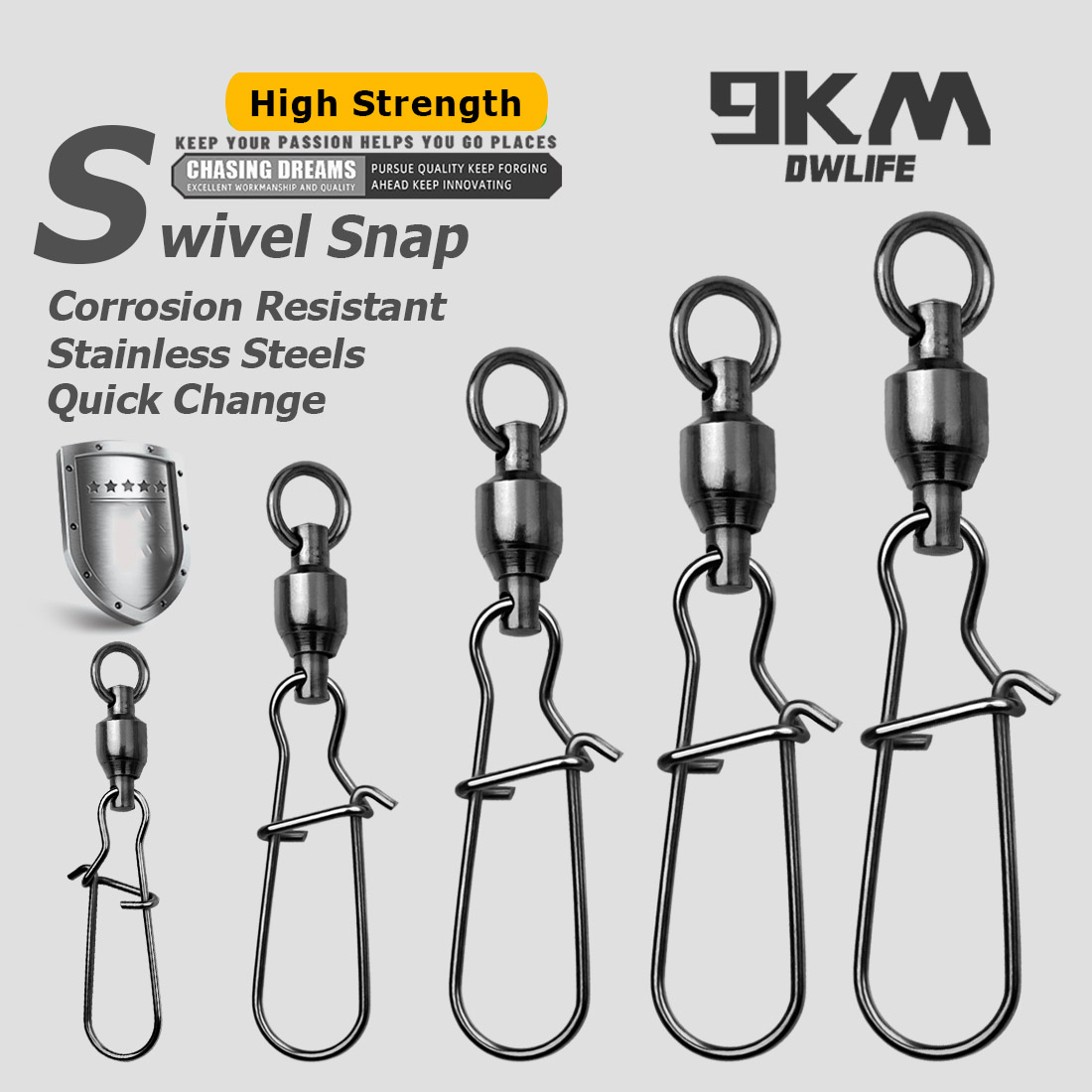 Fishing Swivel Connector - 9KM 10PCS Kogellager Swivel Snap Duo-lock