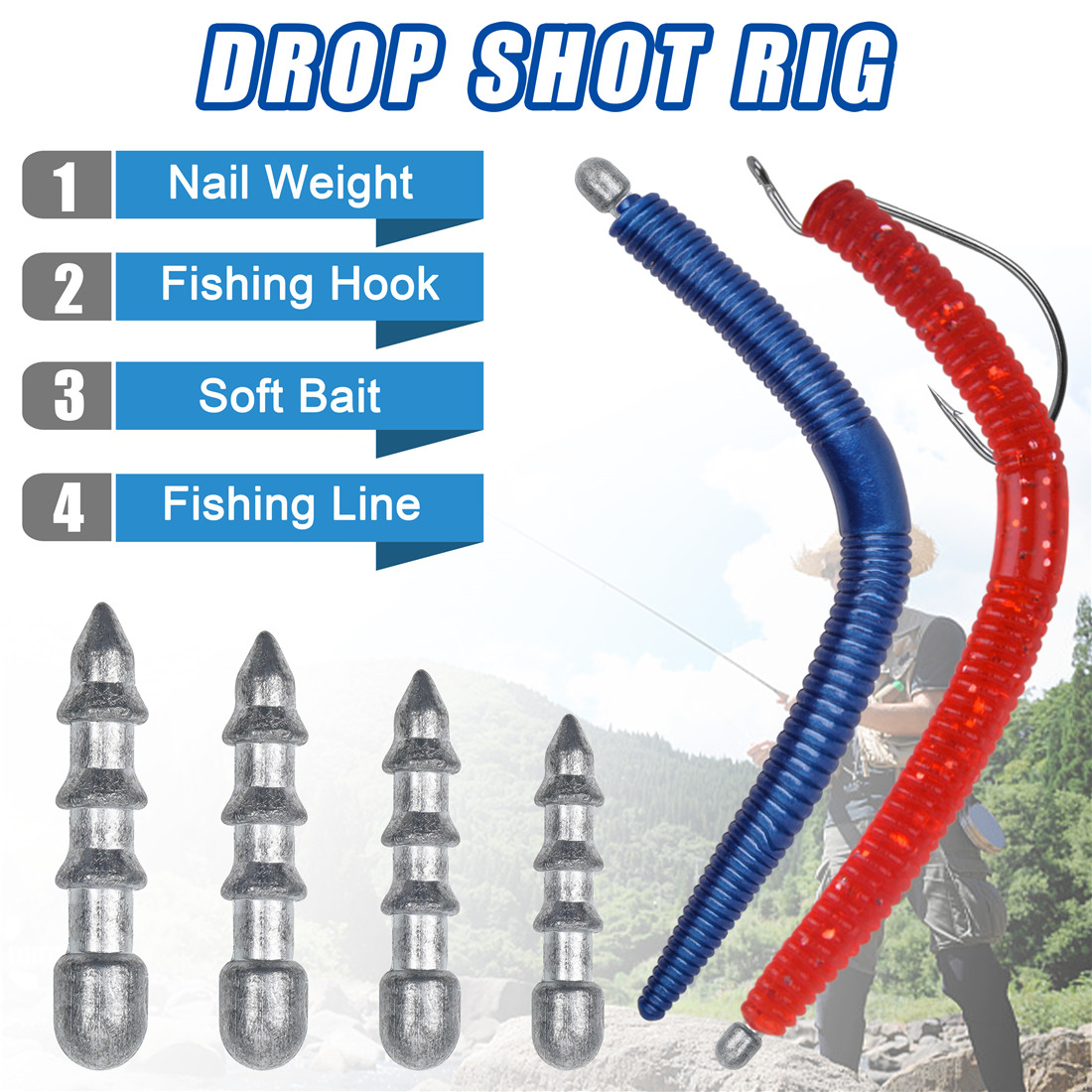 60 Stuks Nagelgewichten Wormvi - Bass Fishing Lure recensie en prijs